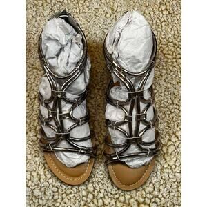 JBU Cecile Gladiator Sandals Womens 6M Platinum Metallic Strappy Zip NEW